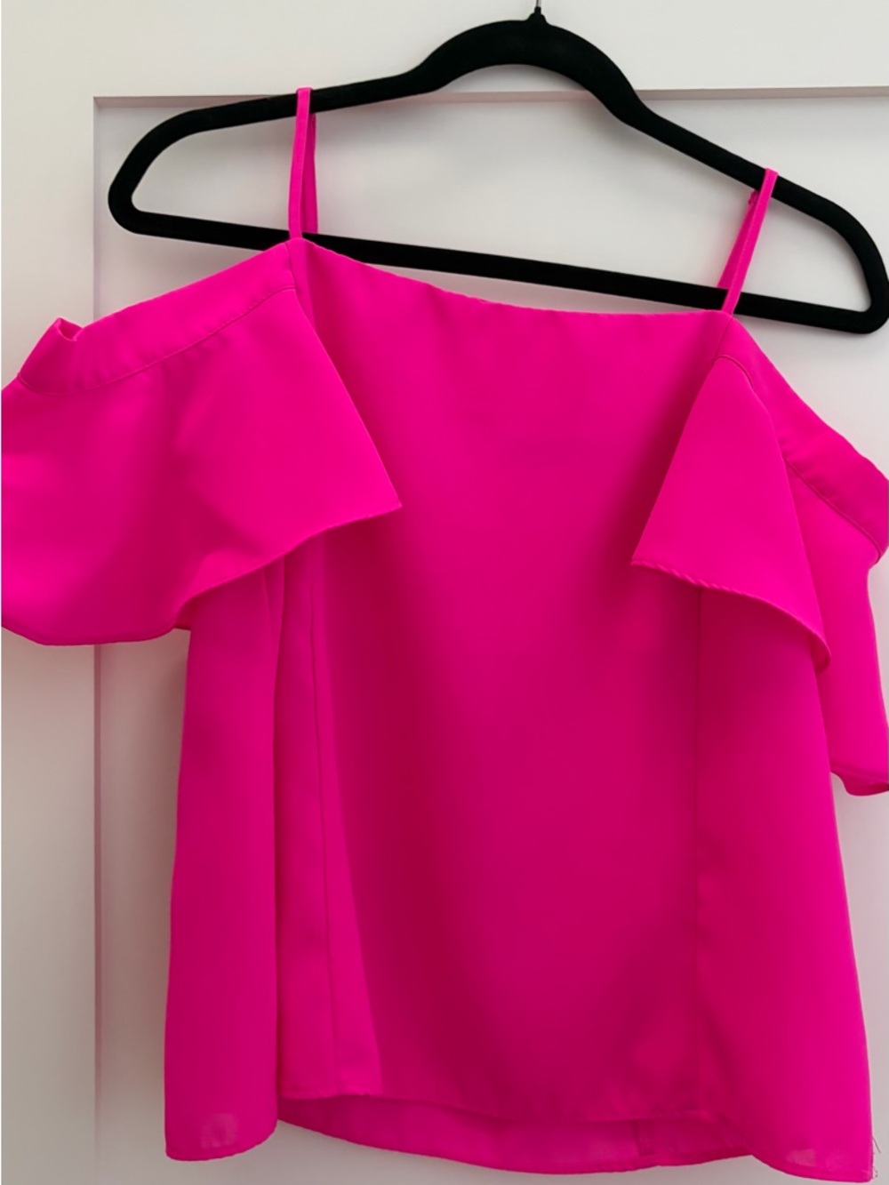 Sugarlips Hot Pink Cold-Shoulder Ruffle blouse - Picture 2 of 4